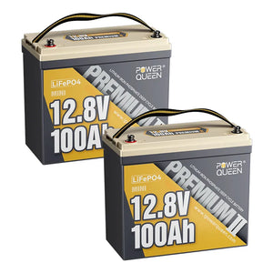 Power Queen 12V 100Ah Mini LiFePO4-batterij, geïntegreerd 100A BMS