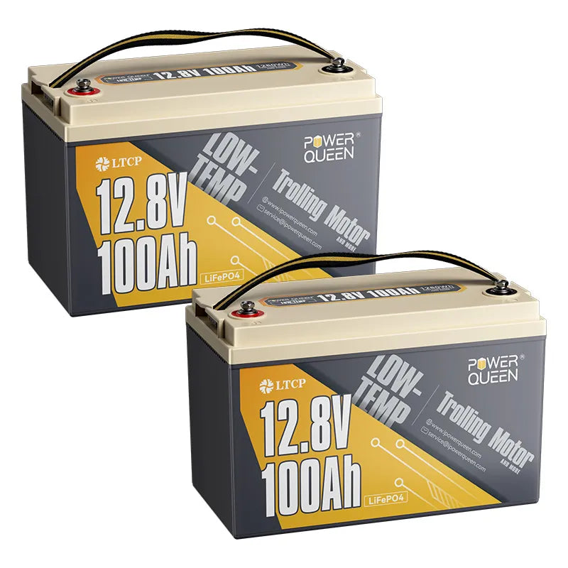Power Queen LiFePO4 12V 100Ah Niedertemperatur Elektromotor Batterie