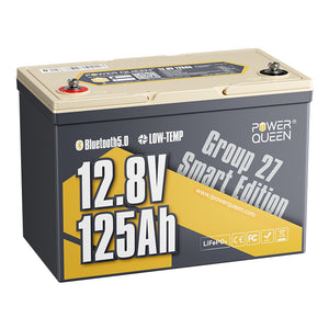 Power Queen 12V 125Ah Group 27 Smart LiFePO4 Versorgungsbatterie