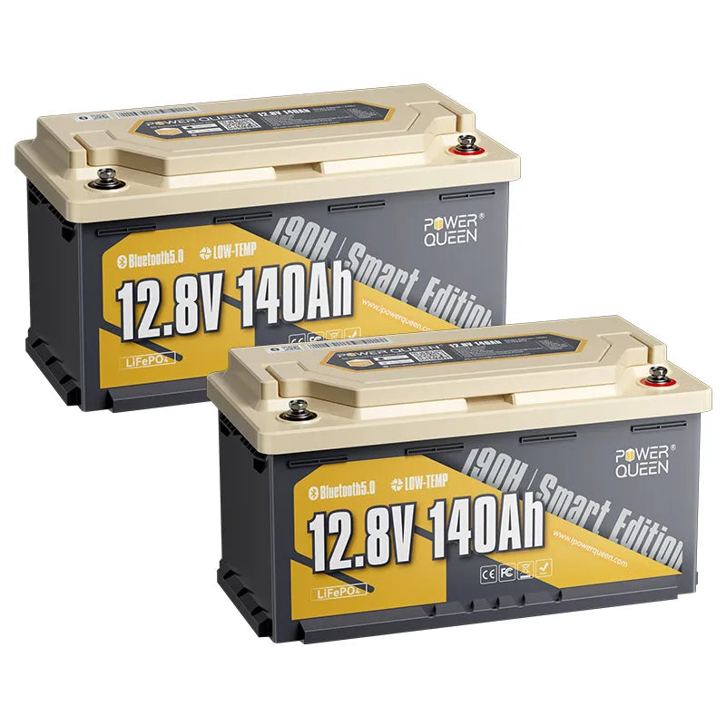【0% TVA.】 Power Queen 12V 140AH 190H Batterie Smart Motorhome Lifepo4