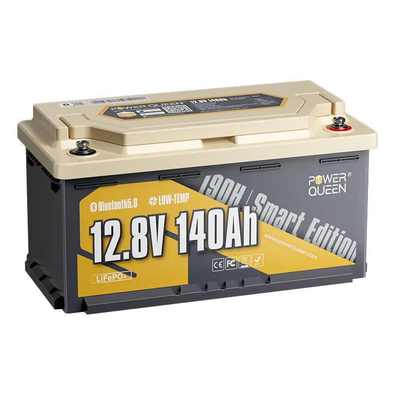 【0% TVA.】 Power Queen 12V 140AH 190H Batterie Smart Motorhome Lifepo4