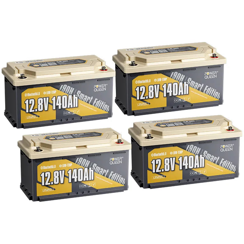 【0% TVA.】 Power Queen 12V 140AH 190H Batterie Smart Motorhome Lifepo4