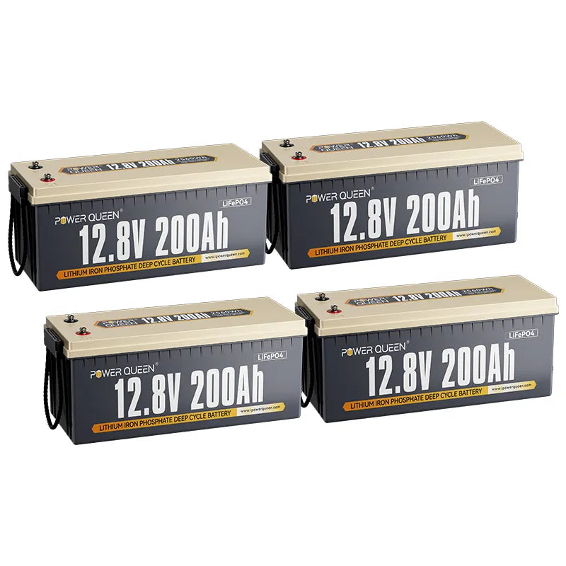 Power Queen 12V 200Ah LiFePO4 Batterie, Eingebautes 100A BMS
