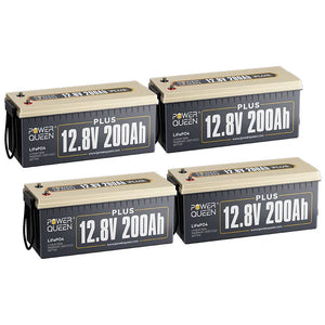 Power Queen 12V 200Ah Plus LiFePO4 Batterie, Eingebautes 200A BMS