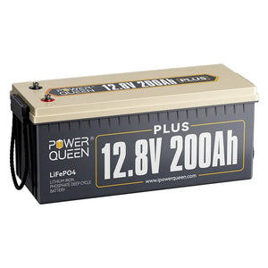 Power Queen 12V 200Ah Plus LiFePO4 Batterie, Eingebautes 200A BMS