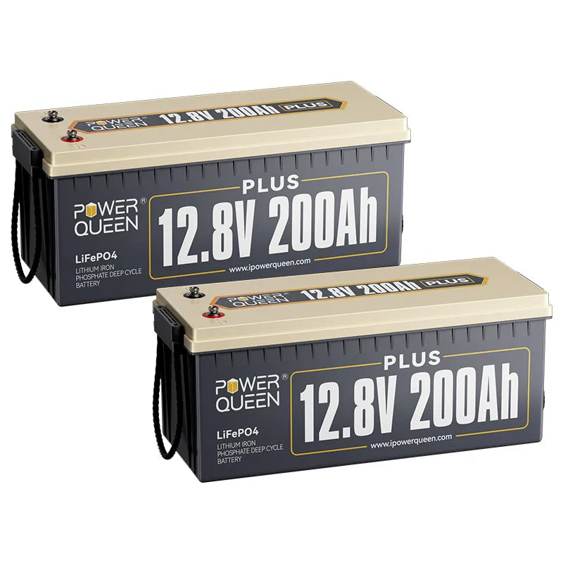 Power Queen 12V 200Ah Plus LiFePO4 Batterie, Eingebautes 200A BMS