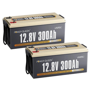 Power Queen 12V 300Ah LiFePO4 Batterie, Integriertes 200A BMS