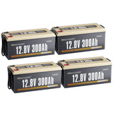 Power Queen 12V 300Ah LiFePO4 Batterie, Integriertes 200A BMS