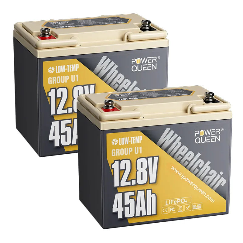 Bateria Power Queen LiFePO4 12V 45Ah Grupo U1 para scooter de mobilidade sênior