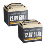Power Queen 12V 50Ah LiFePO4 Batterie, Eingebautes 50A BMS