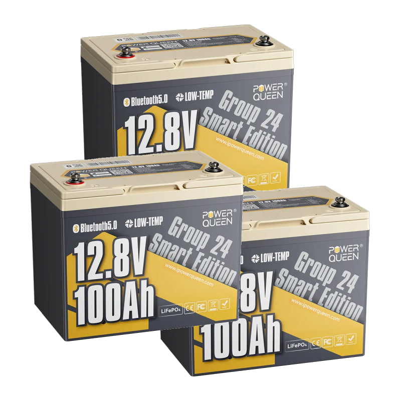 (0% IVA) Bateria Power Queen 12V 100Ah Grupo 24 Smart LiFePO4 com Bluetooth