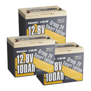 (0% VAT) Power Queen 12V 100Ah Group 24 Smart LiFePO4 Battery with Bluetooth