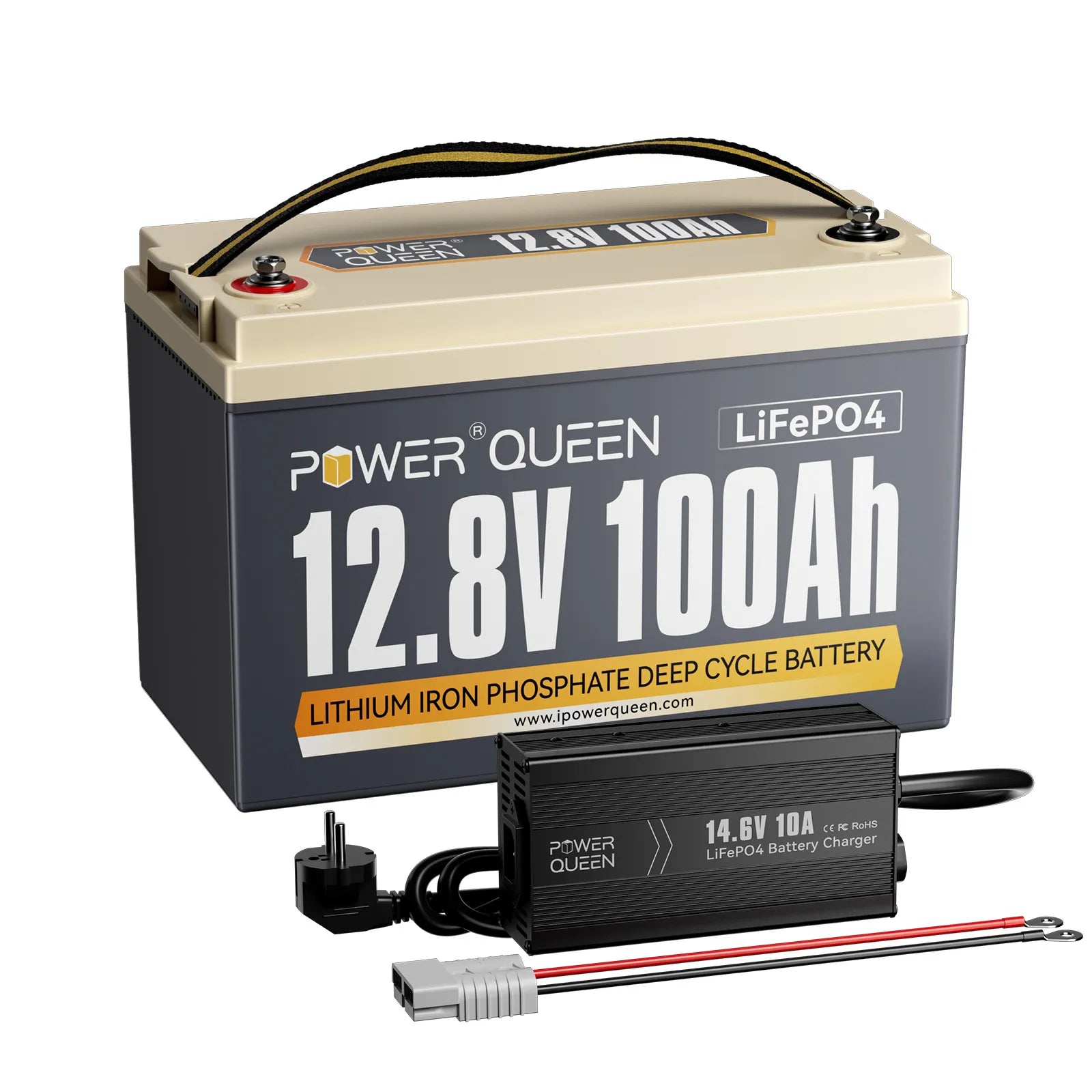 Bateria Power Queen 12V 100Ah LiFePO4, 100A BMS integrada