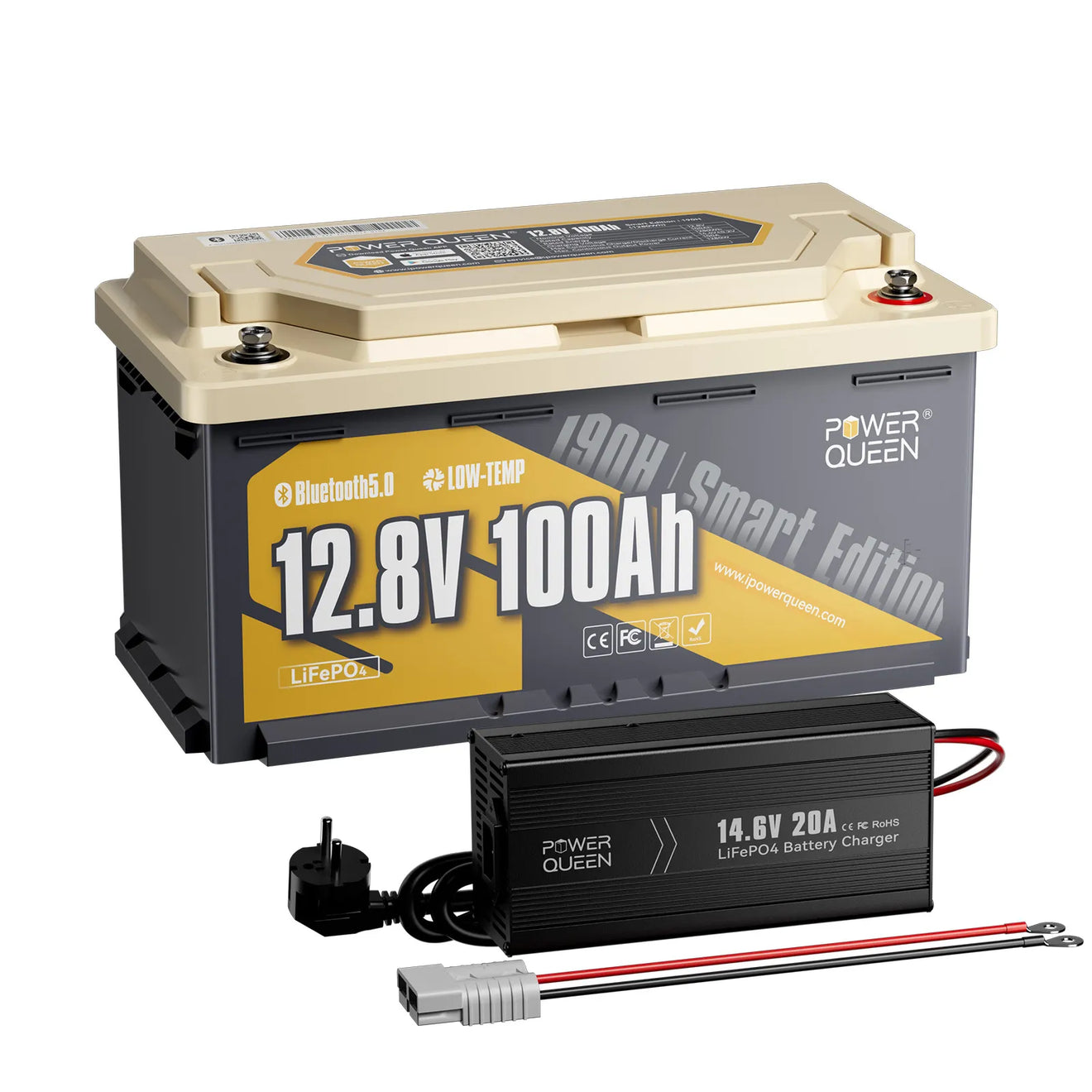 camper batterie Power Queen 190H Smart Wohnmobil Untersitzbatterie 12V 100Ah LiFePO4 – Power Queen® DE