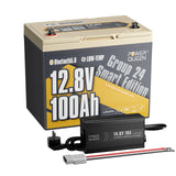 Power Queen 12V 100Ah Gruppe 24 Smart LiFePO4 Batterie mit Bluetooth