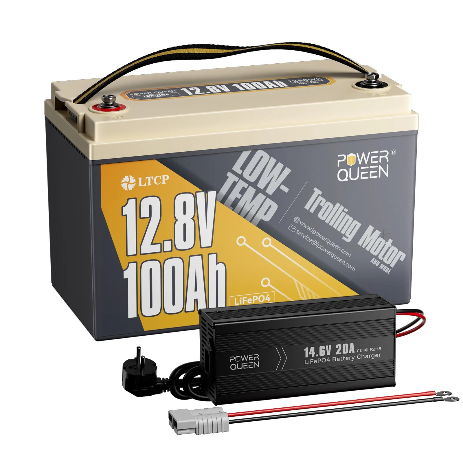 Power Queen LifePO4 12V 100 AH Bassa batteria del motore elettrico a bassa temperatura