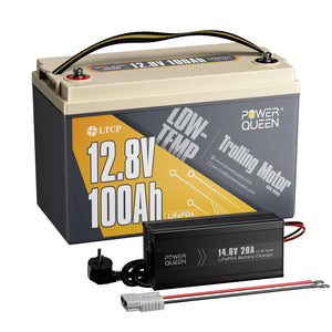 Power Queen LiFePO4 12V 100Ah Niedertemperatur Elektromotor Batterie