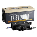 Power Queen 12V 200Ah LiFePO4 Batterie, Eingebautes 100A BMS