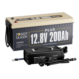 Power Queen 12V 200Ah Plus LiFePO4 Batterie, Eingebautes 200A BMS