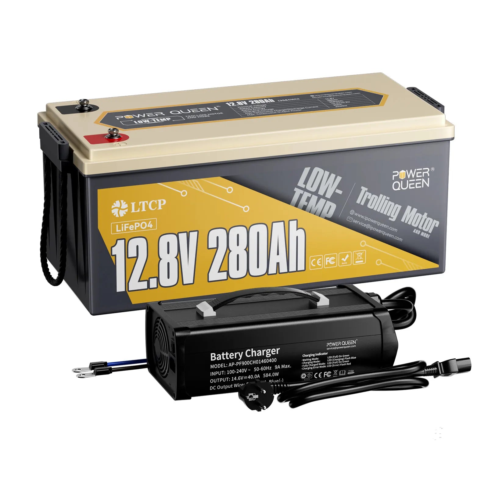 Bateria Power Queen LiFePO4 12V 280Ah de baixa temperatura