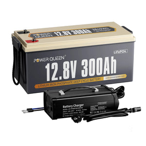 Power Queen 12V 300Ah LiFePO4 Batterie, Integriertes 200A BMS