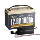 Power Queen 12V 100Ah LiFePO4 Batterie, Eingebautes 100A BMS