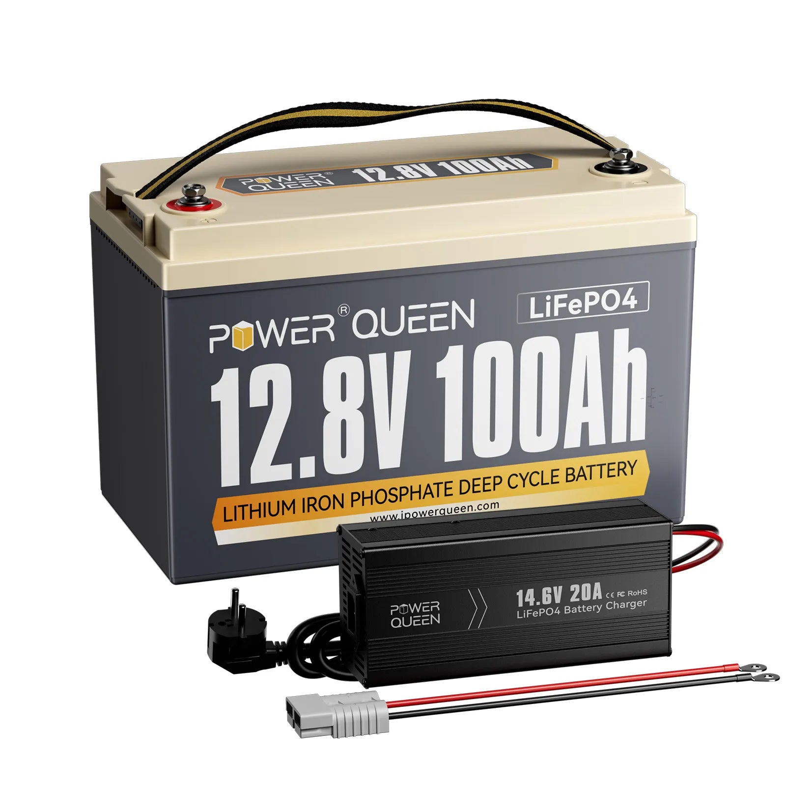 Bateria Power Queen 12V 100Ah LiFePO4, 100A BMS integrada