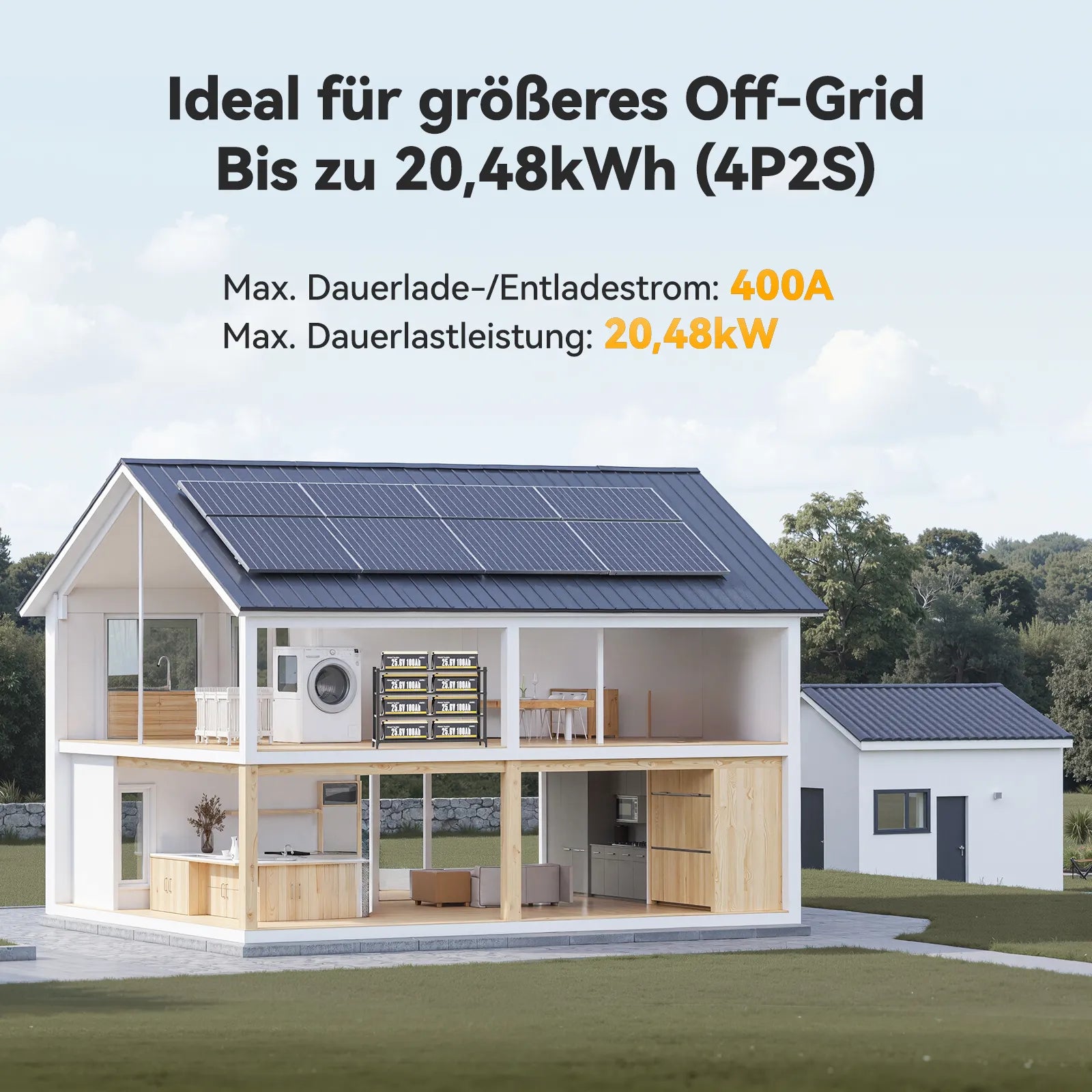 Bateria Power Queen 24V 100Ah LiFePO4, 100A BMS integrada