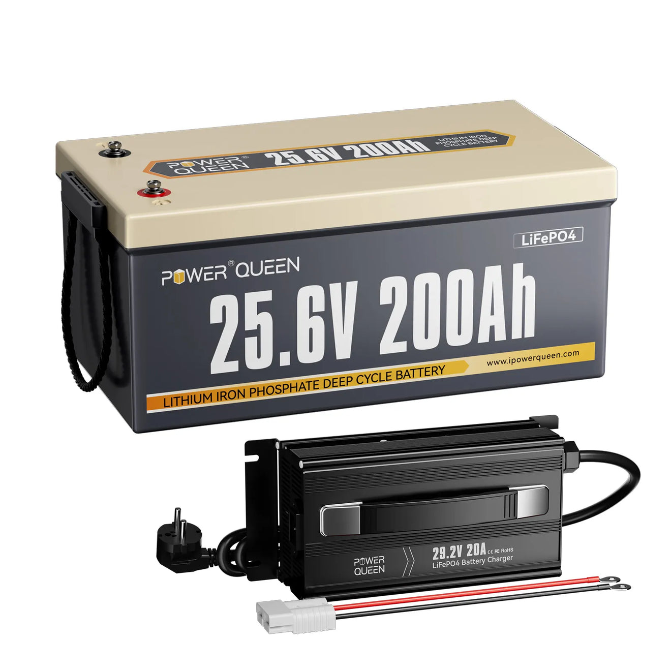 Power Queen 4 Pack 12,8V 100Ah LiFePO4 Akku Eingebaute 100A BMS Lithium-Batterie 2560Wh 4000 Power Queen 4 Pack 12,8V 100Ah LiFePO4 Akku Eingebaute 100A BMS Lithium-Batterie 2560Wh 4000