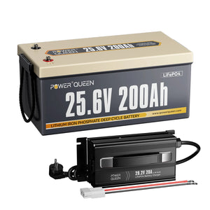 Power Queen 24V 200Ah LiFePO4 Batterie, Eingebautes 200A BMS