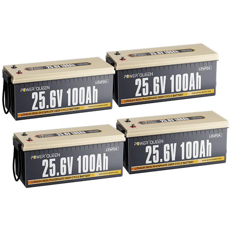 Power Queen 24V 100Ah LiFePO4 Batterie, Eingebautes 100A BMS