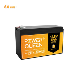 Batteria Power Queen 12V 6Ah LiFePO4, BMS 6A integrato