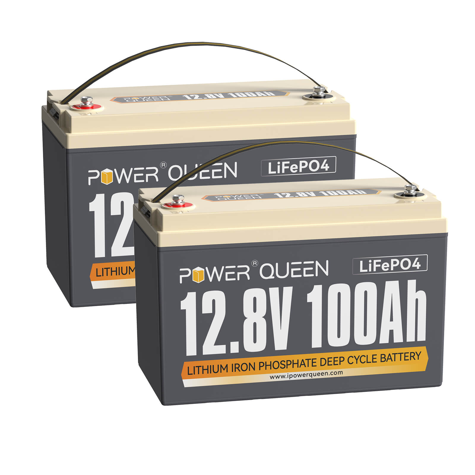 Power Queen 12,8V 100Ah LiFePO4 Batterie, Eingebautes 100A BMS