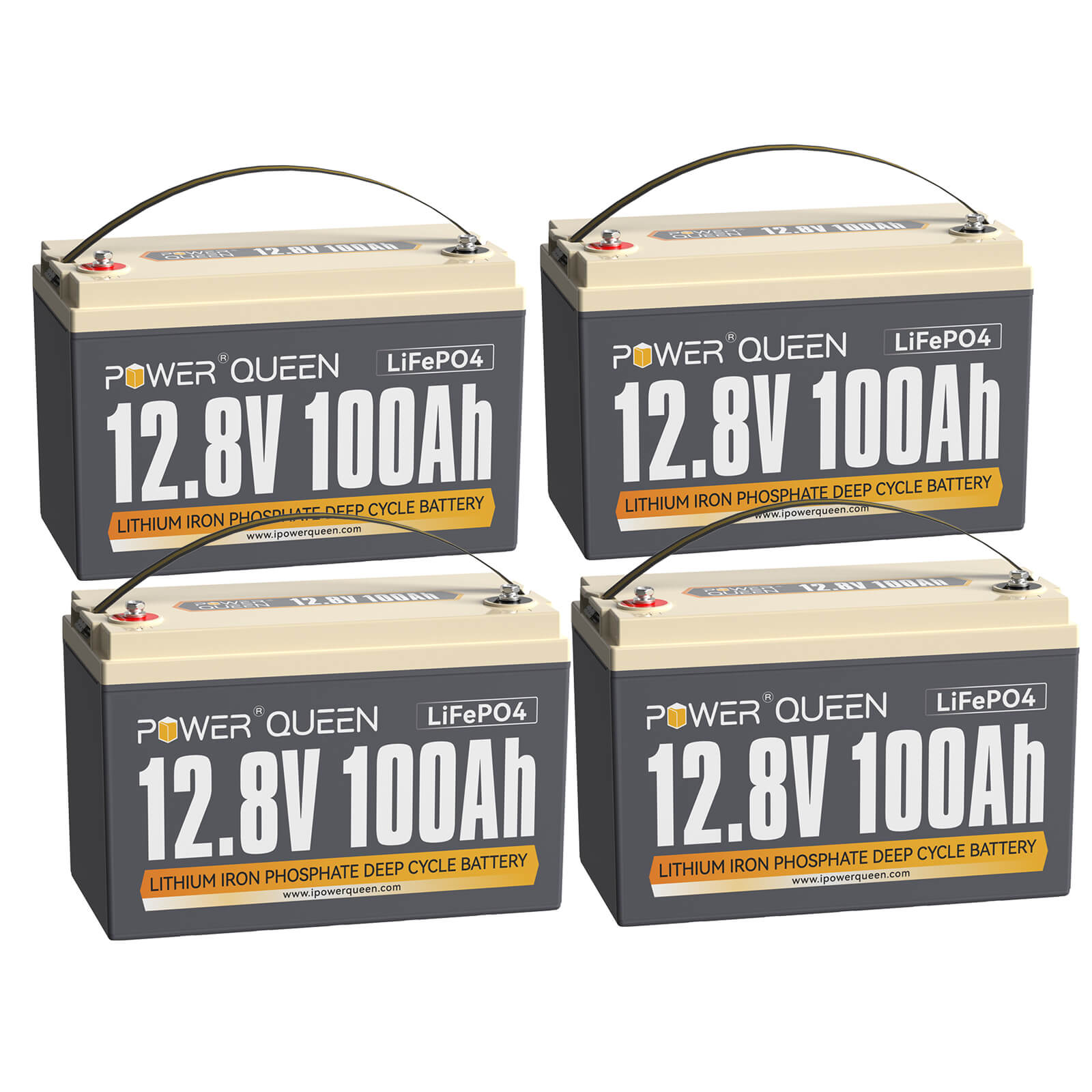 Batteria Power Queen 12,8 V 100 Ah LiFePO4, BMS integrato da 100 A