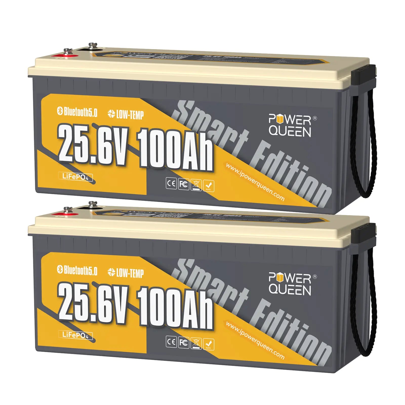 【0% MwSt.】Power Queen LiFePO4 24V 100Ah Smart Solarbatterie mit Bluetooth