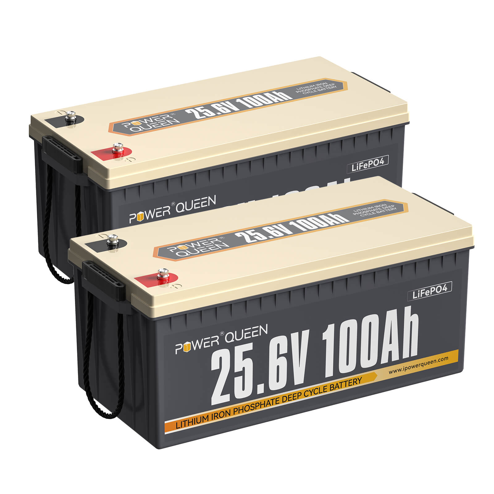 【0% Mwst.】Power Queen 24V 100Ah LiFePO4 Batterie, Eingebautes 100A BMS