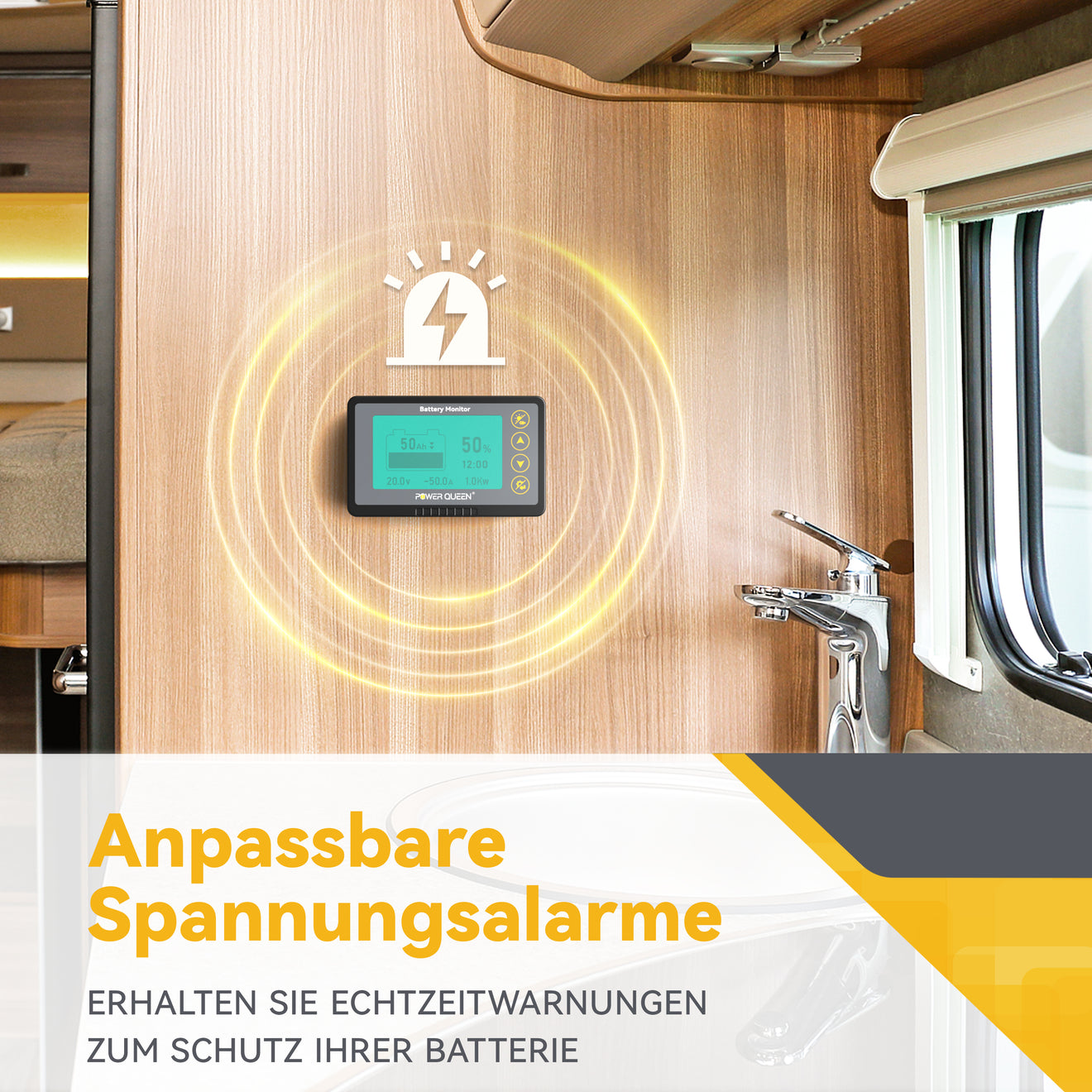 Power Queen 500A accumonitor met shunt, LCD-display