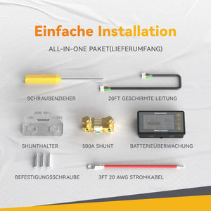 Power Queen 500A accumonitor met shunt, LCD-display