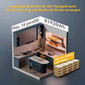 Power Queen LiFePO4 51,2V 100Ah Smart 3U serverrack zonnebatterij