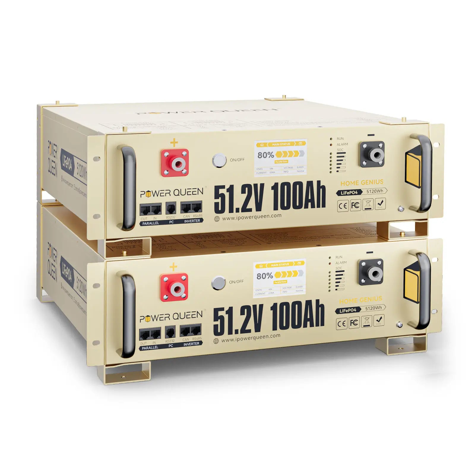 【0% MwSt.】Power Queen LiFePO4 51,2V 100Ah Smart 3HE Serverrack Solarbatterie