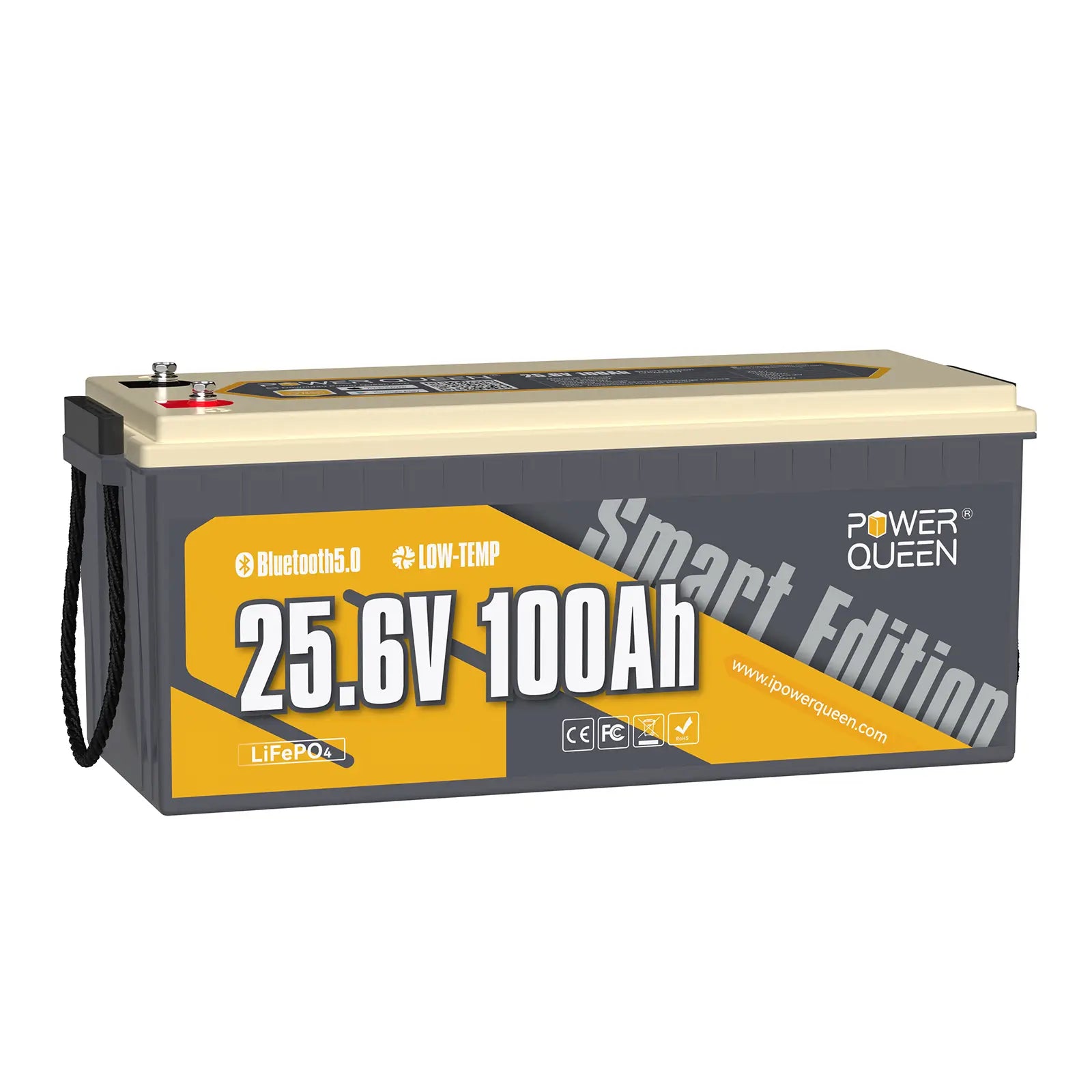 Power Queen LiFePO4 24V 100Ah slimme zonnebatterij met Bluetooth
