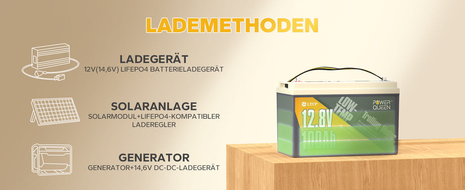 Power Queen LiFePO4-Batterien Drei Lademethoden