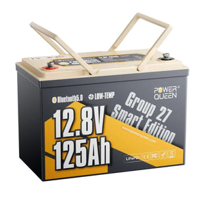 Power Queen 12V 125Ah Group 27 Smart LiFePO4 Versorgungsbatterie