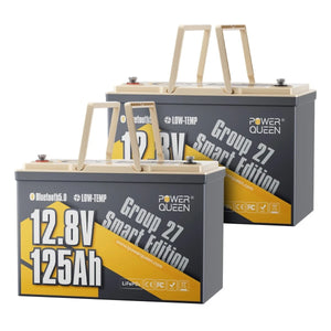 Power Queen 12V 125Ah Group 27 Smart LiFePO4 Versorgungsbatterie
