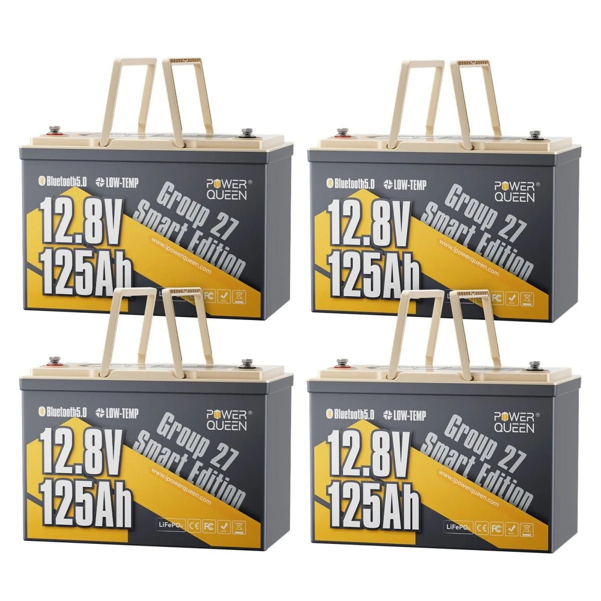 Power Queen 12V 125Ah Group 27 Smart LiFePO4 Versorgungsbatterie