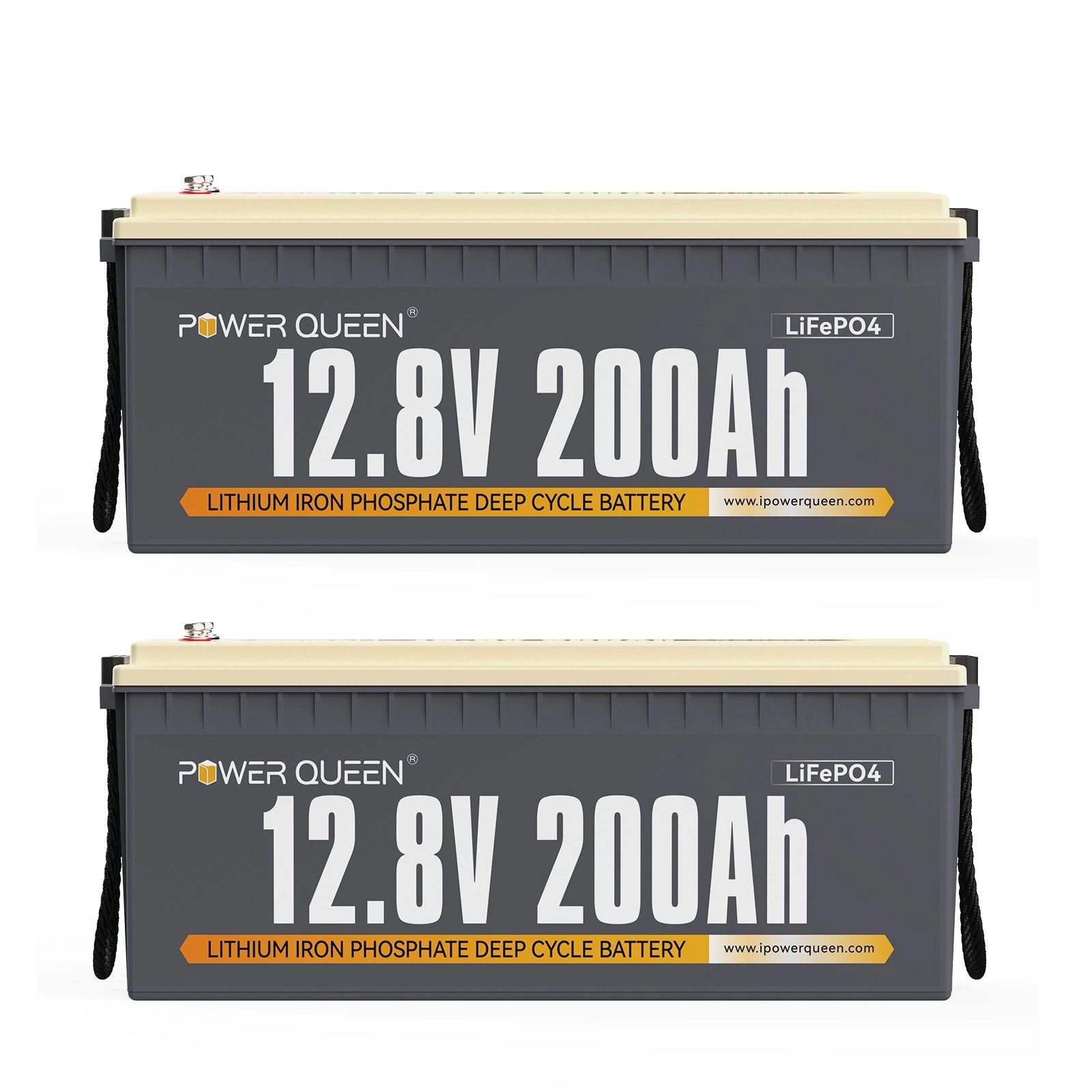 Power Queen 12V 200Ah LifePo4 batteria, costruita -in 100a bms