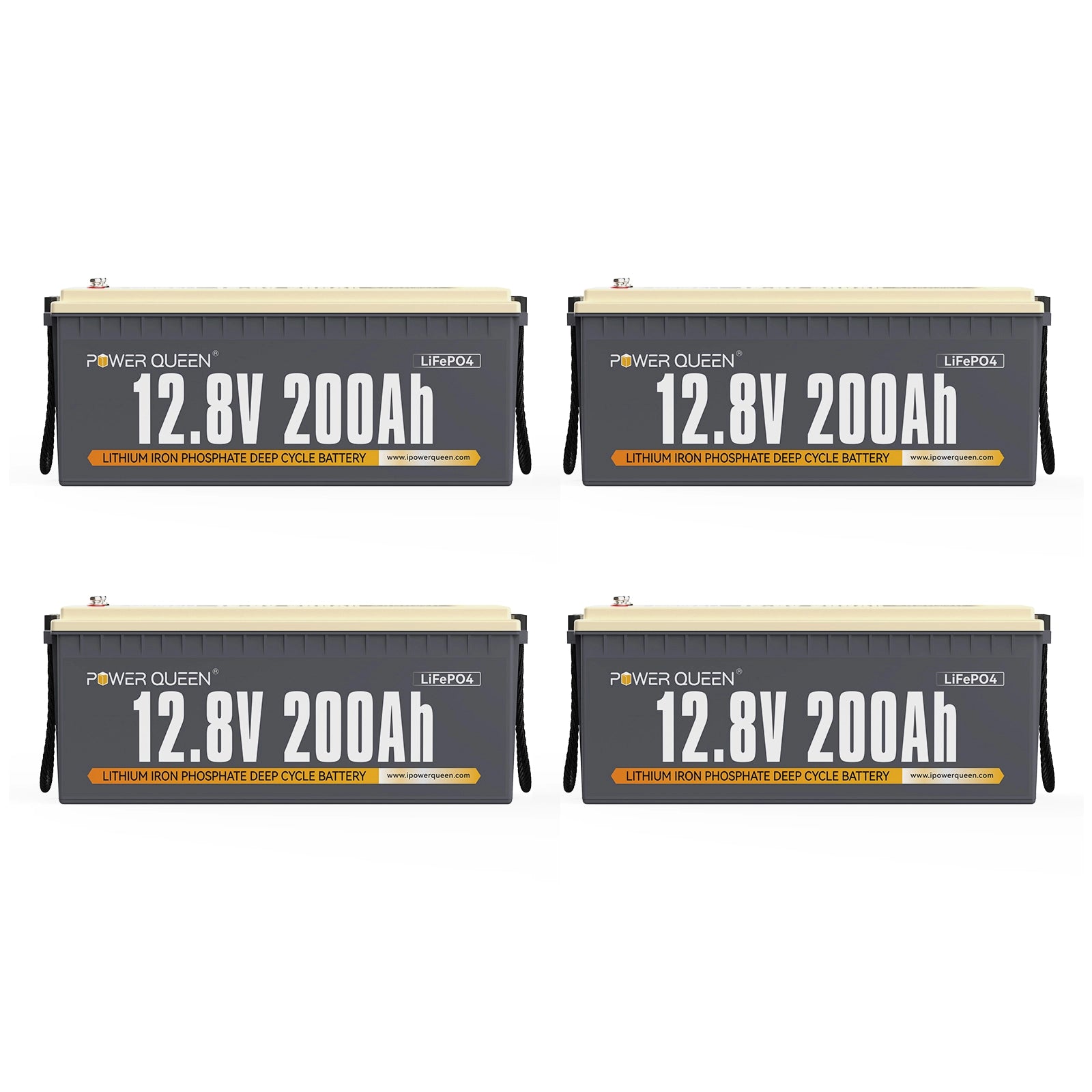 Power Queen 12V 200Ah LifePo4 batteria, costruita -in 100a bms