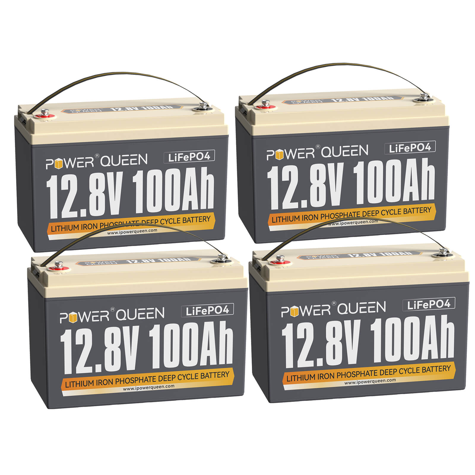 【0% MwSt.】Power Queen 12V 100Ah LiFePO4 Batterie, Eingebautes 100A BMS
