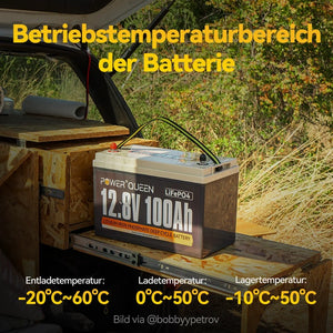 Batterie Power Queen 12V 100Ah LiFePO4, avec BMS 100A, UA 0%