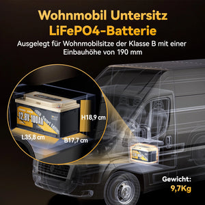 (0% VAT) Power Queen LiFePO4 12V 100Ah 190H Smart Motorhome Battery